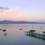 View of north Lake Tahoe at sunset, from near the house ElectNext is renting