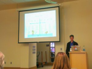 Giving my talk at WordCamp Lancaster