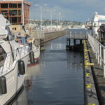 One of the Ballard locks, for moving boats between the salt water of Puget Sound and the fresh water of Lake Union and Lake Washington