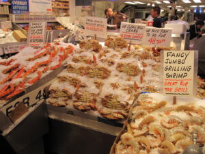 Fresh seafood at Pike Place Market