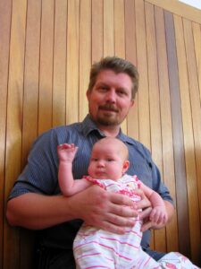 Jay with his 7 week old daughter Desiree