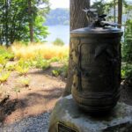 A Buddhist prayer wheel on the side of a road on Bainbridge island