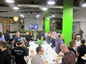 The WordCamp San Diego speakers and sponsors dinner at Comerge