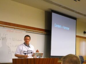 @simpledream presenting on how to test (and break!) WordPress themes at WordCamp San Diego