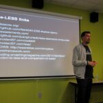 @rfair presenting "Less, JS, and WP"