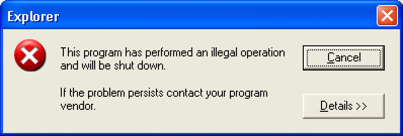 This program has performed an illegal operation